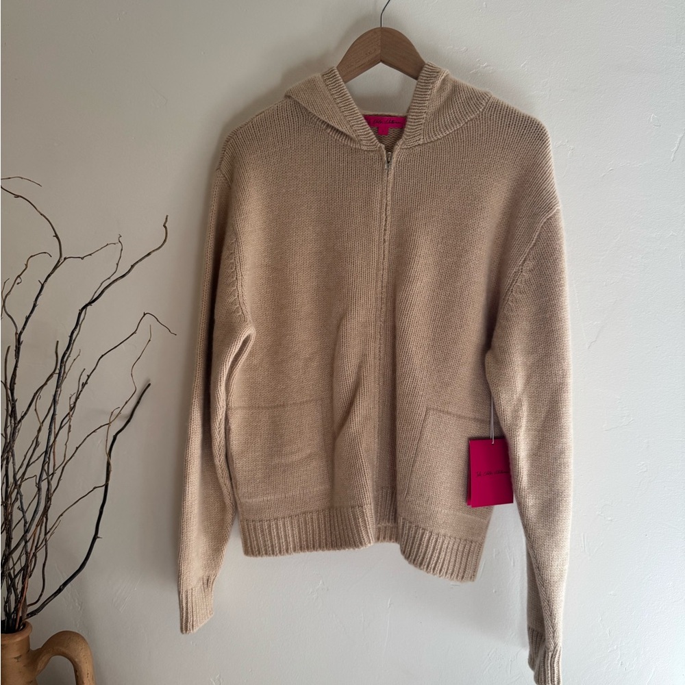 NWT The Elder Statesman Khaki Plait WMNS Cashmere Zip Hoodie